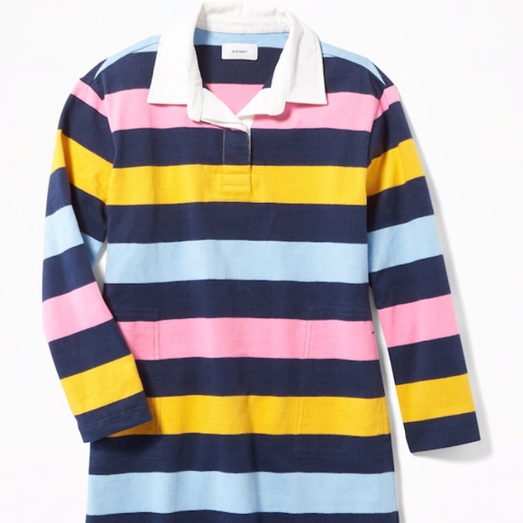NEW Old Navy Girls Multicolor Striped Rugby Dress - Picture 1 of 5